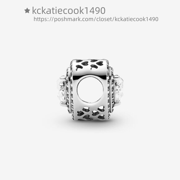 Pandora Sparkling Levelled Hearts Charm - Picture 2 of 4